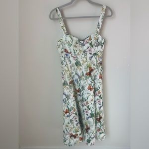 Avec Les Filles White Floral Garden sleeveless midi dress
